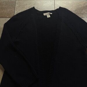 Coldwater Creek Black Knit Cardigan‎ Sweater Open Front Casual Womens Size Small